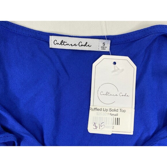 Culture Code Women Small Blue Ruffle Top Sleeveless Lightweight Casual NWT - Picture 6 of 9
